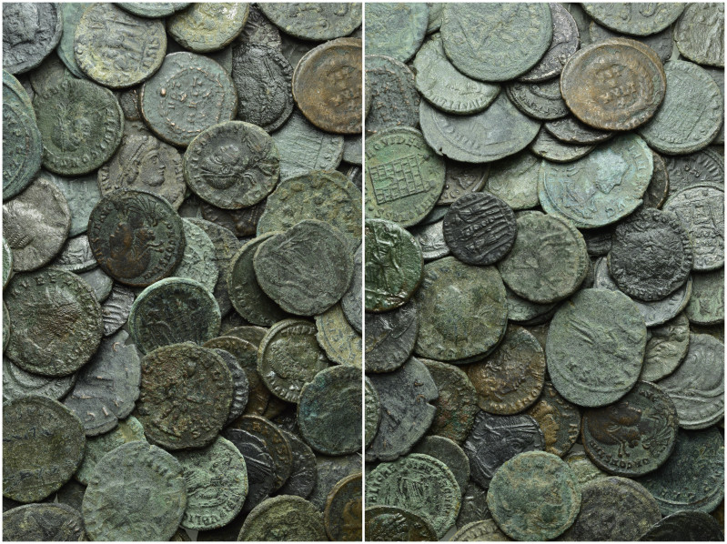 Circa 100 Roman Coins. 

Obv: .
Rev: .

. 

Condition: See picture.

We...