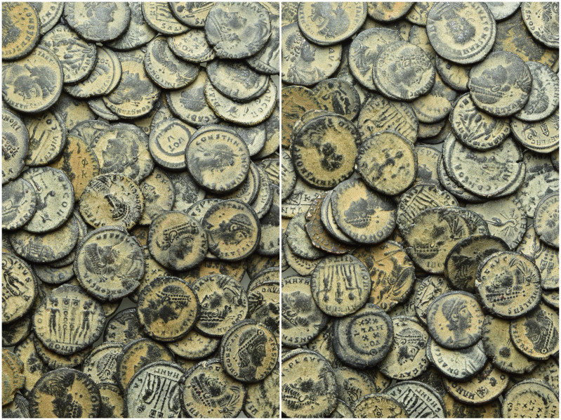 Circa 100 Late Roman Folles; All With Artificial Sandpatina. 

Obv: .
Rev: ....