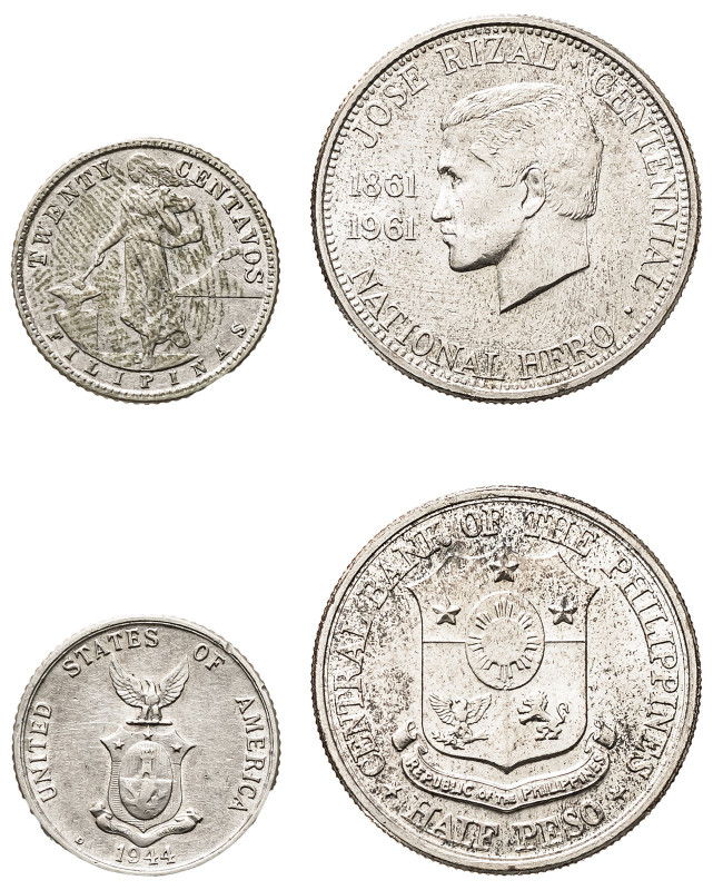 Philippines, Commonwealth, 1935-1946 and Republic, 1946-. Lot of 2 coins compris...