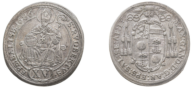 Austrian States, Salzburg, Max Gandolf von Kuenburg, 1668-1687. 15 Kreuzer, 1686...