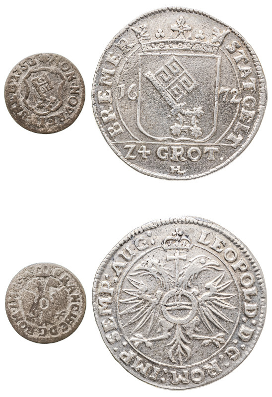 German States, Bremen, Leopold I, 1657-1705 and Franz I, 1745-1765. Lot of 2 coi...