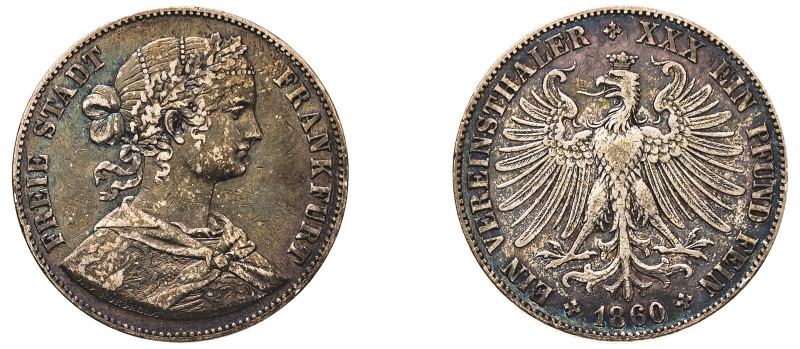 German States, Frankfurt, 1372-1866. Vereinstaler (Taler), 1860, 18.40g (KM360; ...