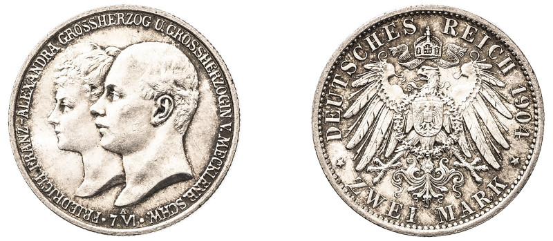 German States, Mecklenburg-Schwerin, Friedrich Franz IV, 1897-1918. 2 Mark, 1904...