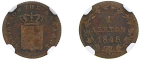 Greece, King Otto, 1832-1862. Lepton, 1848, Third Type, Athens mint (KM26; Divo 31b).

Graded Fine Details, Corrosion, Tooled NGC.