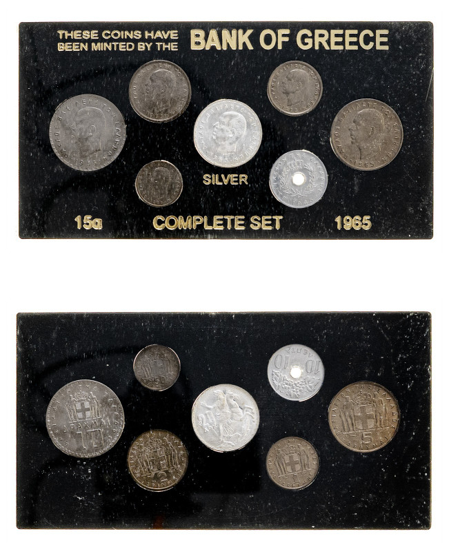 Greece, King Paul, 1947-1964. Set, 10 and 50 Lepta, 1, 2, 5, 10, 20 (AR) Drachma...