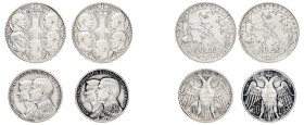 Greece, King Paul, 1947-1964 and King Constantine II, 1964-1973. Lot of 4 coins comprising 30 Drachmai (2), 1963, Paris mint, each 18.00g (KM86; Divo ...