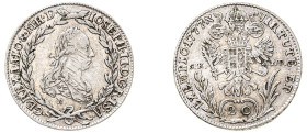 Hungary, Maria Theresia, 1740-1780, Joseph II as co-ruler. 20 Kreuzer, 1777 B SK-PD, Kremnitz mint, 6.65g (KM2067.1).

Very fine or better.

From an o...