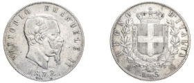 Italy, Vittorio Emanuele II, 1861-1878. 5 Lire, 1872 M-BN, Milan mint, 24.87g (KM8.3; Dav. 140).

Very fine.