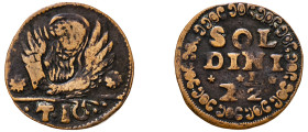 Italian States, Venice, Crete. 2 1/2 Soldini (10 Tornesi), ND (1611-1631), variety with dots on obverse (.T.10.) and on reverse with five-pointed star...