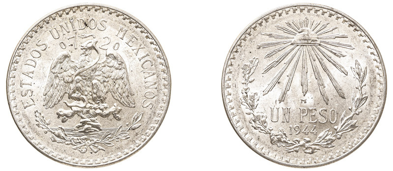 Mexico, Republic, 1823-. Peso, 1944 M, Mexico City mint, 16.65g (KM455).

Good e...