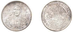 Mexico, Republic, 1823-. 100 Pesos, 1977 Mo, Mexico City mint, 27.76g (KM483.1).

Uncirculated.

From an old German estate.