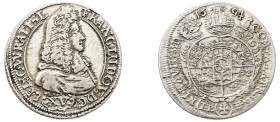 Poland States, Breslau, Franz Ludwig von Pfalz-Neuburg, 1683-1732. 15 Kreuzer, 1694 LPF, 6.94g (KM183).

About very fine.

From an old German estate.