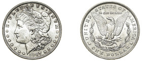 USA, Federal Republic, 1776-. “Morgan” Dollar, 1887, Philadelphia mint, 26.61g (KM110).

Good extremely fine, reverse better .