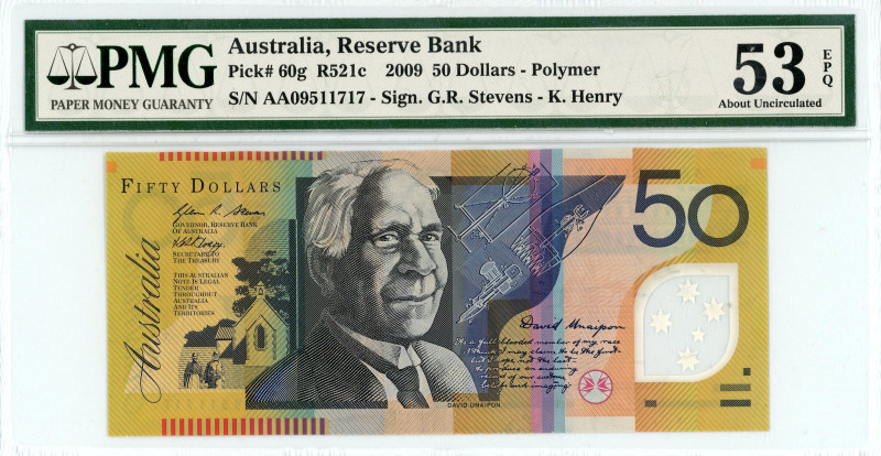 Australia
Reserve Bank
50 Dollars, ND (2009)
S/N AA09511717, First Prefix
Signat...