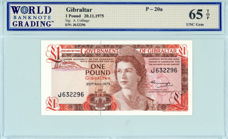 Gibraltar
Goverment of Gibraltar
1 Pound, 1975
S/N J632296
Signature of A. Colli...