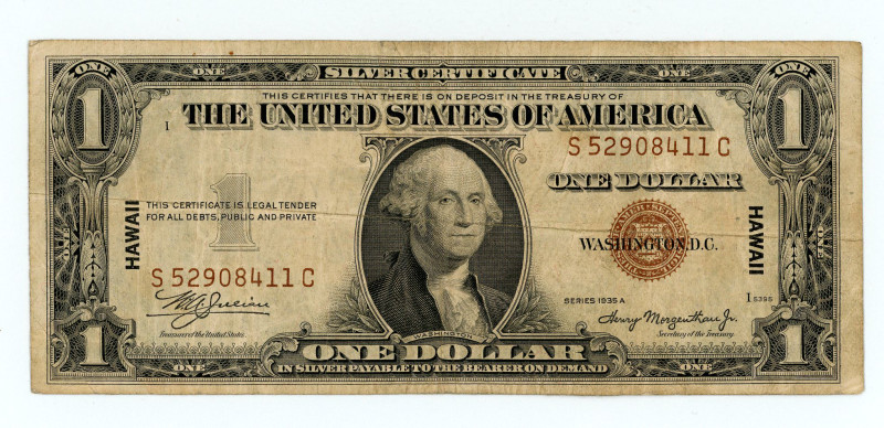 USA
$1 1935-A Hawaii Silver Certificate
S/N S52908411C pp I
Signatures of Julian...