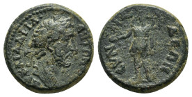 PHRYGIA. Synnada. Antoninus Pius (138-161). Ae.

Obv : ΑΥ ΚΑ… ΑΝΤ[Ω]Ν[Ε]ΙΝο.
Laureate head right.

Rev : ϹΥΝΝΑΔΕΩΝ.
Mên standing, left, wearing Phrygi...