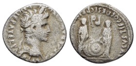 AUGUSTUS.(27 BC-14).Lugdunum.Denarius.

Obv : CAESAR AVGVSTVS DIVI F PATER PATRIAE.
Laureate head right.

Rev : C L CAESARES AVGVSTI F COS DESIG ...