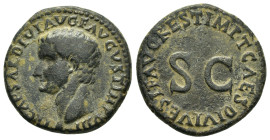 TIBERIUS (Died AD 37). Restoration issue struck under Titus (AD 80).Rome.As. 

Condition : Good very fine.

Weight : 10.26 gr
Diameter : 26 mm