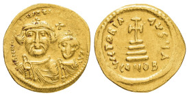 HERACLIUS with HERACLIUS CONSTANTINE.(610-641 AD).Constantinople.Solidus.

Condition : Good very fine.

Weight : 4.22 gr
Diameter : 19 mm