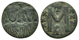 Leo III & Constantine V.(717-741).Constantinople.Follis.

Condition : Good very fine.

Weight : 4.39 gr
Diameter : 18 mm