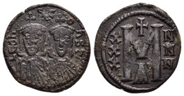 LEO III with CONSTANTINE V.(717-741).Constantinople .Follis.

Condition : Good very fine.

Weight : 5.58 gr
Diameter : 22 mm