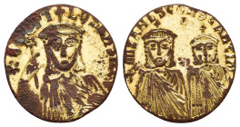 THEOPHILUS with CONSTANTINE and MICHAEL II (829-842).Constantinople.Solidus. Fourrée.

Condition : Good very fine.

Weight : 1.72 gr
Diameter : 19 mm