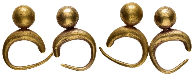 ANCIENT GREEK GOLD or GOLDED EARINGS (4TH-1ST CENTURY BC.)Au.

Condition : Goo...