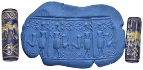 SUMERIAN.Stone cylinder seal.emdet Nasr Period.(circa 3100-2900 BC).

Condition : Good very fine.

Weight : 4.85 gr
Diameter : 28 mm