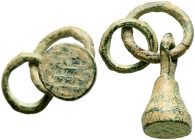 PERIODO CALIFAL O TAIFAS. Matriz para sello de cera o lacre. (Ae. 25,7g/33(58)x16X16mm). Posiblemente Siglo X-XI. Circular, cuerpo troncocónico muy or...