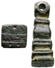 PERIODO CALIFAL O TAIFAS. Matriz para sello de cera o lacre. (Ae. 11,44g/28x10X9mm). Posiblemente Siglo X-XI. Rectangular, cuerpo tronco piramidal con...