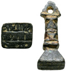 PERIODO CALIFAL O POSTERIOR. Matriz para sello de cera o lacre. (Ae. 6,38g/28x11X9mm). Posiblemente Siglo X-XIII. Rectangular, cuerpo tronco piramidal...