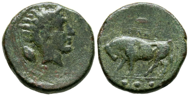 SICILIA, Gela. Tetras. (Ae. 3,53g/17mm). 420-405 a.C. (HGC 2, 379). Anv: Cabeza ...