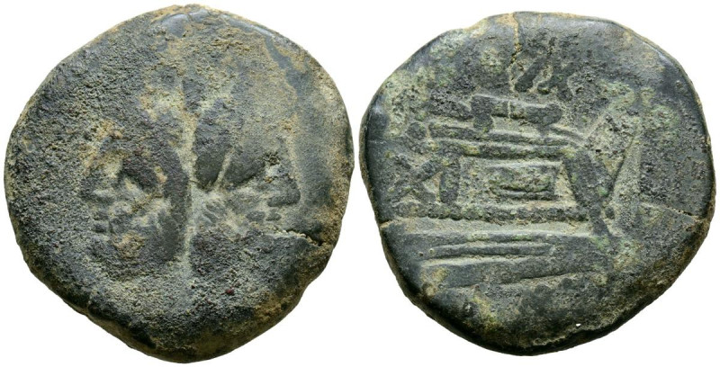 CLUVIS SAXULA. As. (Ae. 28,48g/33mm). 169-158 a.C. Roma. (Crawford 173/1). Anv: ...