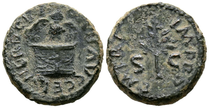 NERON. Cuadrante. (Ae. 3,36g/16mm). 65 d.C. Roma. (RIC 319). Anv: Búho estante s...