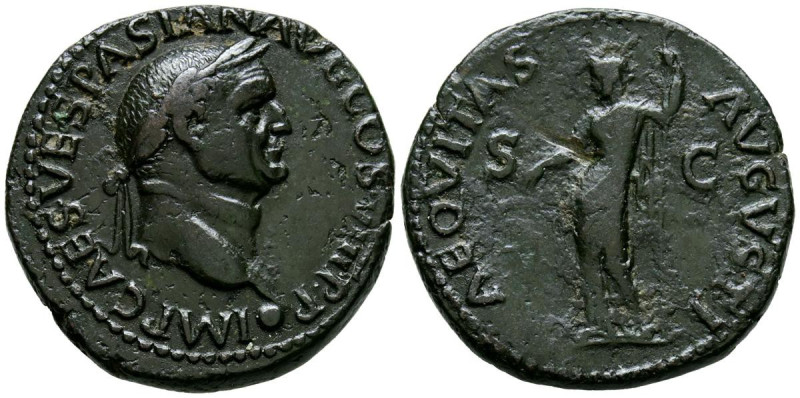 VESPASIANO. As. (Ae. 10,47g/28mm). 71 d.C. Roma. (RIC 1228). Anv: Cabeza lauread...