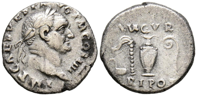 VESPASIANO. Denario. (Ar. 3,12g/17mm). 72-73 d.C. Roma. (RIC 356). Anv: Cabeza l...