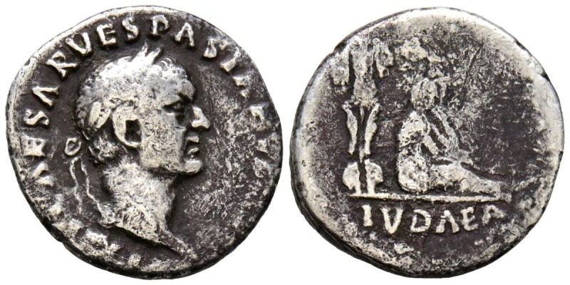 VESPASIANO. Denario. (Ar. 2,82g/17mm). 69-70 d.C. Roma. (RIC 1584). Anv: Cabeza ...