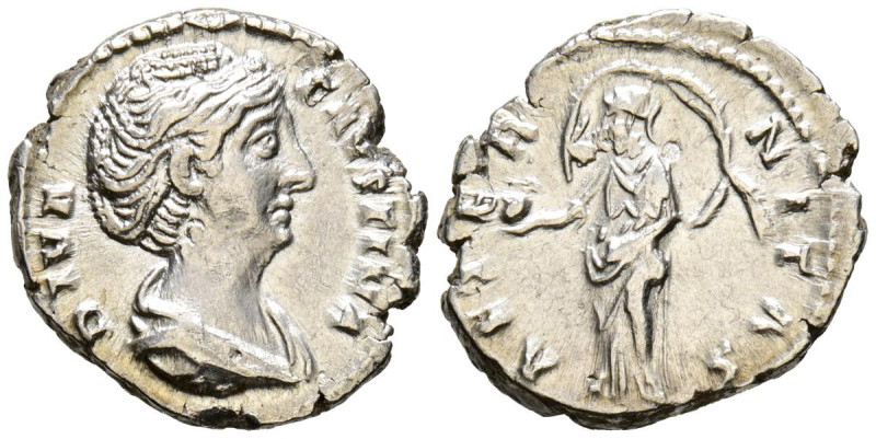 FAUSTINA I. Denario. (Ar. 2,95g/18mm). 141 d.C. Roma. (RIC 351). Anv: Busto diad...