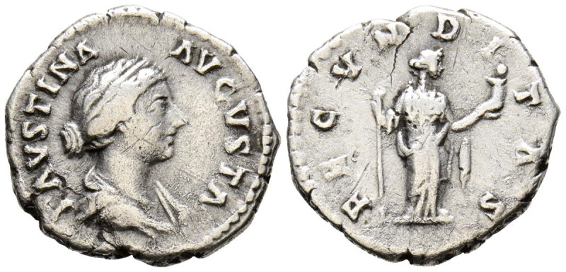 FAUSTINA II. Denario. (Ar. 3,04g/18mm). 161-175 d.C. Roma. (RIC 677). Anv: Busto...