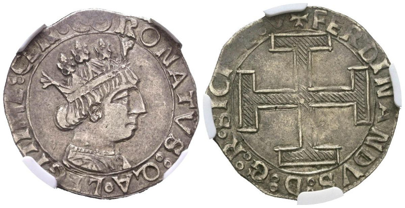 FERNANDO I DE NÁPOLES (1458-1494). 1 Cornado. (Ar. 3,96g/26mm)*. Nápoles. (Cru V...