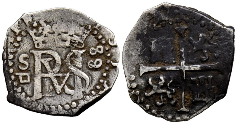 FELIPE II (1556-1598). 1/2 Real (Ar. 1,67g/18mm). 1589/8. Sevilla. (Cal-2019-154...