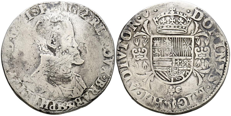 FELIPE II (1556-1598). 1 Escudo. (Ar. 32,30g/40mm). 1557. Amberes. (Vicenti 1183...