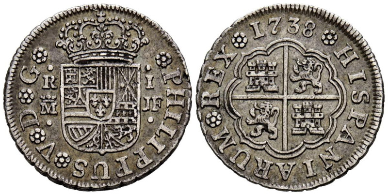 FELIPE V (1700-1746). 1 Real. (Ar. 2,77g/20mm). 1738. Madrid JF. (Cal-2019-454)....