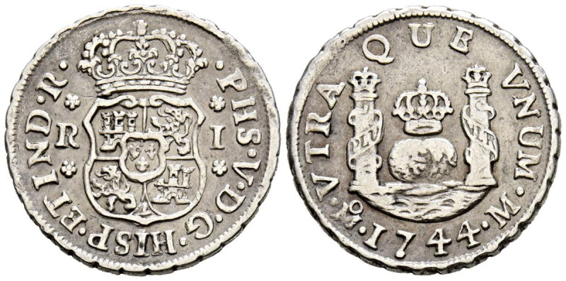 FELIPE V (1700-1746). 1 Real. (Ar. 3,33g/21mm). 1744. México M. (Cal-2019-521). ...