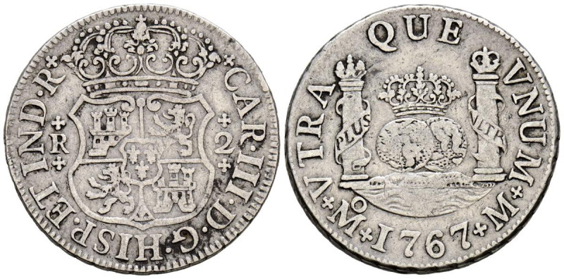 CARLOS III (1759-1788). 2 Reales (Ar. 6,70g/26mm). 1767. México M. (Cal-2019-651...