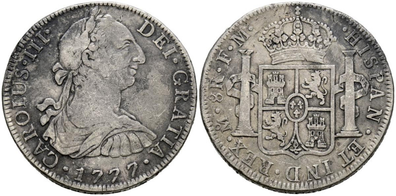 CARLOS III (1759-1788). 8 Reales (Ar. 26,21g /38mm). 1777. México FM. (Cal-2019-...