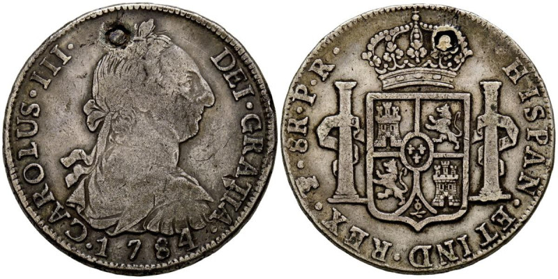 CARLOS III (1759-1788). 8 Reales. (Ar. 26,55g/39mm). 1784. Potosí PR. (Cal-2019-...