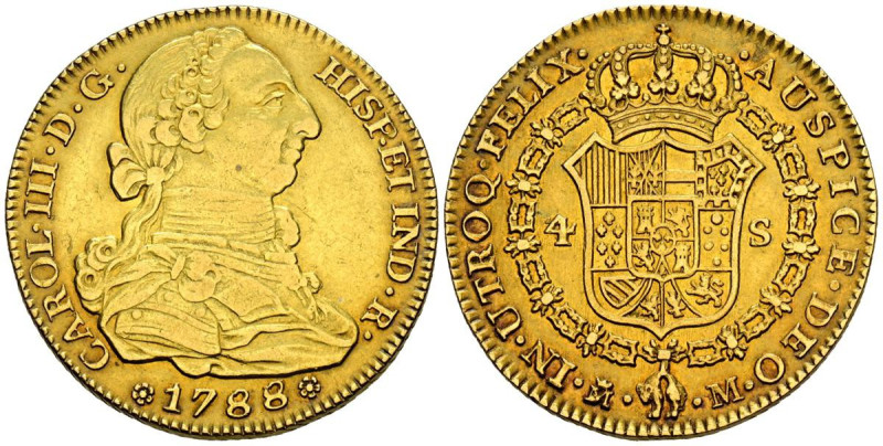 CARLOS III (1759-1788). 4 Escudos. (Au. 13,44g/29mm). 1788/7. Madrid M. (Cal-201...