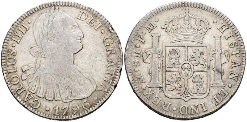 CARLOS IV (1788-1808). 8 Reales. (Ar. 26,82g/40mm). 1796. México FM. (Cal-2019-9...